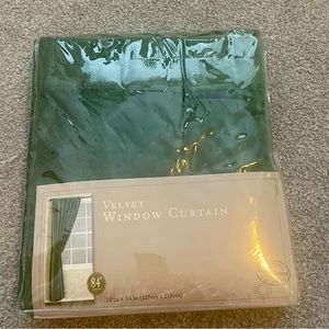 Velvet Green Window Curtains 50in x 84 in